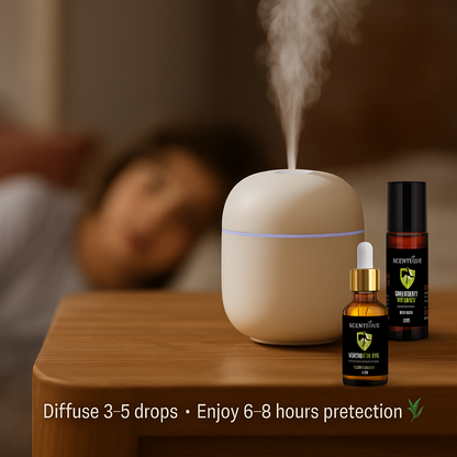 Scenteque Mosquito Guard Kit (Roll On + Diffuser Oil + FREE Diffuser)