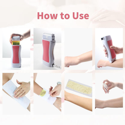 Depilatory Roll On Wax | 3 in 1 | Refill Machine With Roller Wax And Wax Papers Shopcify