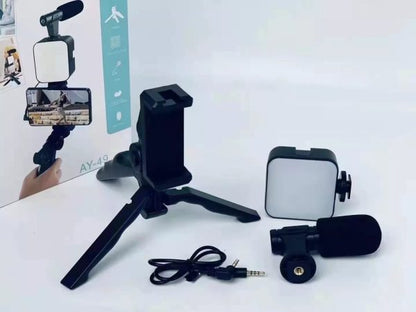 Vlogger Video Making Kits Vlog Microphone Led Fill Light Mini Tripod Mobile Holder Shopcify