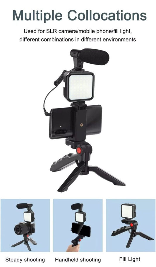 Vlogger Video Making Kits Vlog Microphone Led Fill Light Mini Tripod Mobile Holder Shopcify
