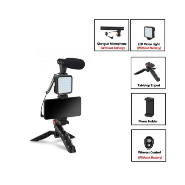 Vlogger Video Making Kits Vlog Microphone Led Fill Light Mini Tripod Mobile Holder Shopcify
